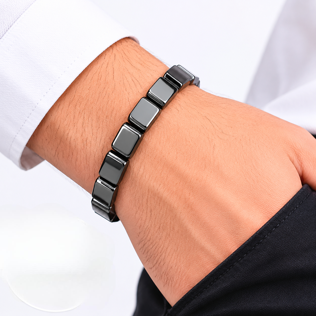 0.png Men's Hematite Bead Bracelet – Minimalist Stretch Wristwear