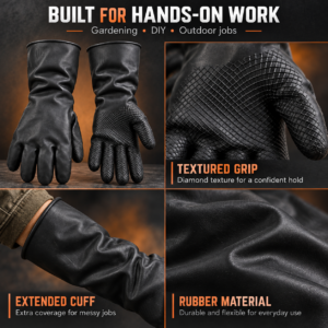 Black Heavy-Duty Work Gloves – Textured Grip Pair