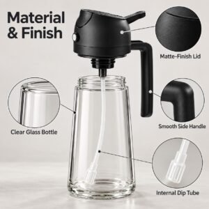 2-in-1 Glass Oil Sprayer & Pourer – Refillable Olive Oil Dispenser Bottle for Cooking, Air Fryer & Salads
