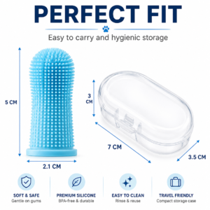 Silicone Pet Finger Toothbrush – Soft Brush with Storage Case