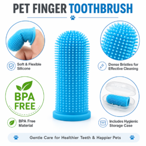Silicone Pet Finger Toothbrush – Soft Brush with Storage Case