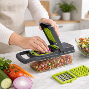 Vegetable Chopper & Mandoline Slicer – 12-in-1 with Container
