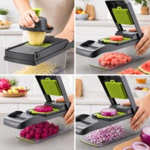 Vegetable Chopper & Mandoline Slicer – 12-in-1 with Container