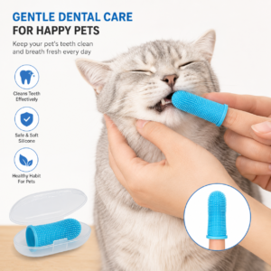 Silicone Pet Finger Toothbrush – Soft Brush with Storage Case