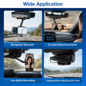 Rear-View Mirror Smartphone Mount – 360° Adjustable Car Mount