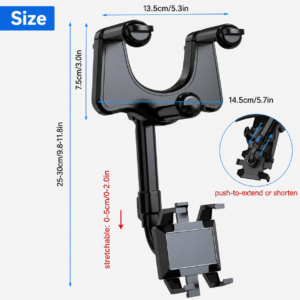 Rear-View Mirror Smartphone Mount – 360° Adjustable Car Mount