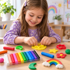 12 Colour Modelling Clay Set – Kids Creative Craft Pack with Shape Cutters