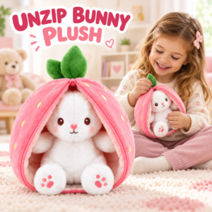 Strawberry Bunny Soft Plush Toy – 2-in-1 Transforming Surprise Plush