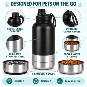 Portable Dog Water Bottles – 2-Pack Black & Green