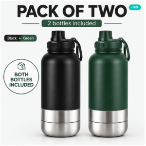 Portable Dog Water Bottles – 2-Pack Black & Green