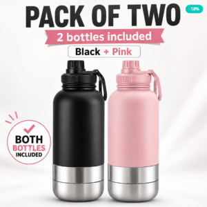 Portable Dog Water Bottles – 2-Pack Black & Pink