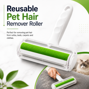Double-Sided Pet Fur Remover Roller – Reusable Lint & Fur Cleaner