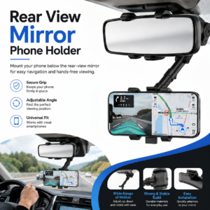 Rear-View Mirror Smartphone Mount – 360° Adjustable Car Mount
