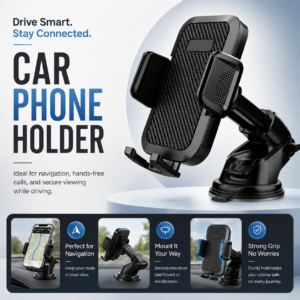 Universal Vehicle Smartphone Mount – Suction Dashboard & Windscreen Mount