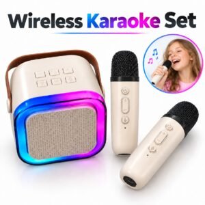 Wireless Karaoke Speaker Set with 2 Microphones – Rechargeable RGB Party Speaker