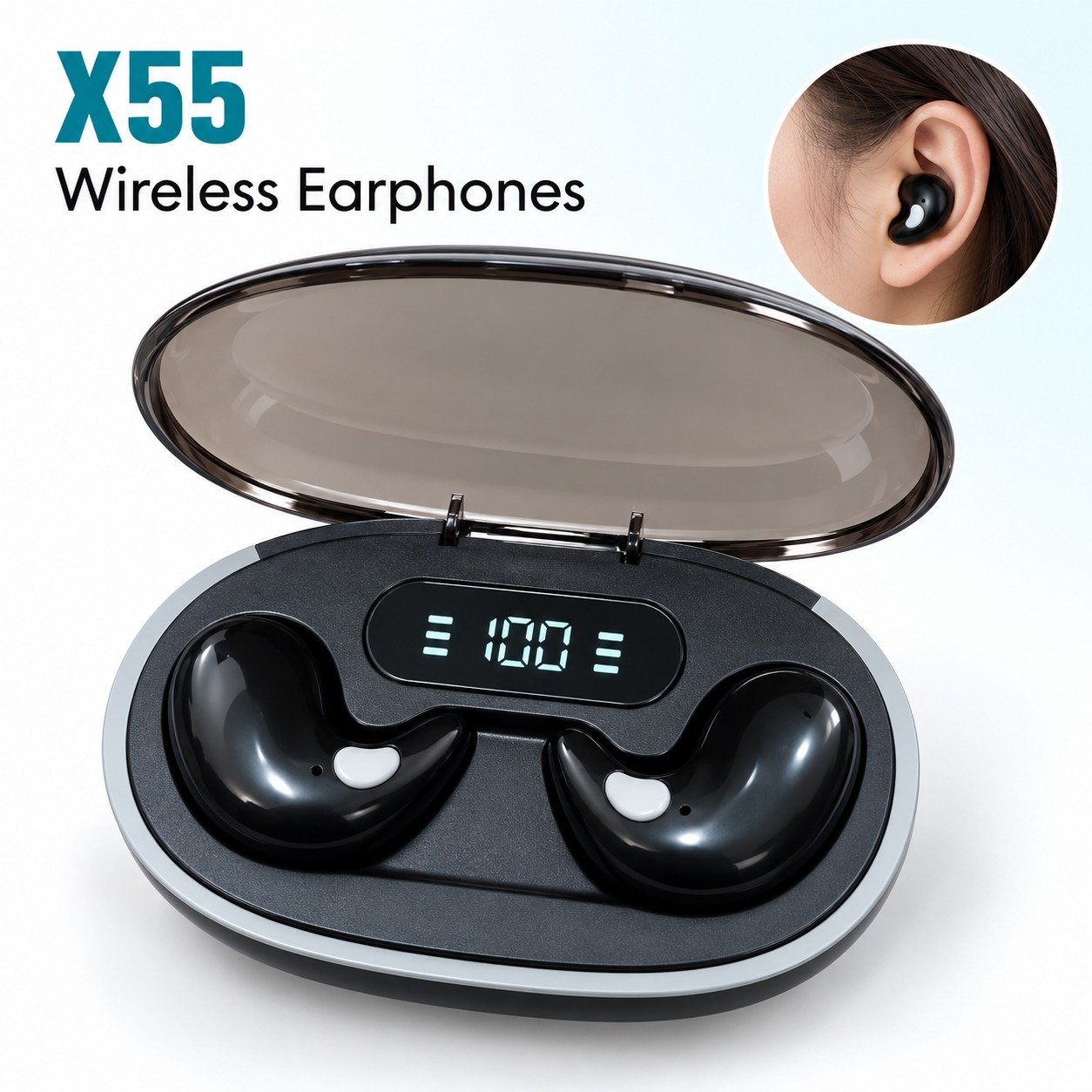 DS-0167-x55-wireless-earbuds-with-digital-charging-case-compact-blueto-01 X55 Wireless Earbuds with Digital Charging Case – Compact Bluetooth 5.3 Earphones