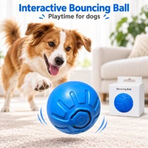 Interactive Rechargeable Bouncing Dog Ball – Automatic Moving Pet Toy Blue
