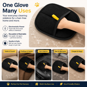 Washable Pet Fur Remover Mitt – Fur Cleaner for Fabric & Car Seats