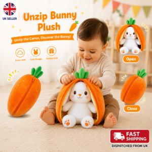Orange Unzip Bunny Soft Plush Toy – 2-in-1 Carrot Surprise, Approx. 25cm