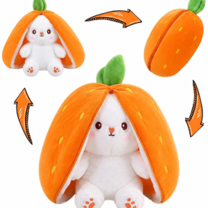 Transforming Bunny Soft Plush Toys – 2-Pack Orange & Pink Surprise Plush