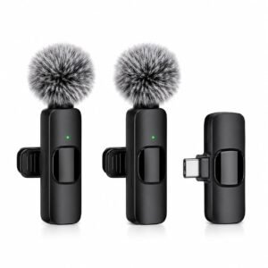 Dual Wireless Lavalier Microphone Kit – 2 Clip-On Mics with USB-C Receiver