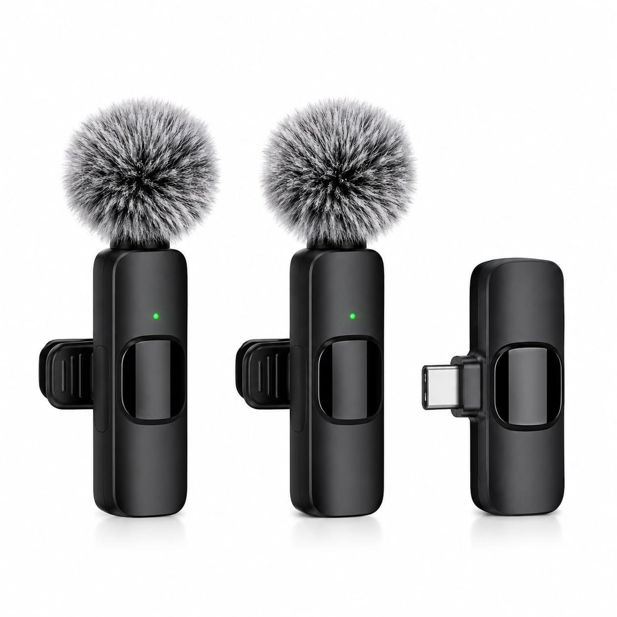 WFUK-001 (27) Dual Wireless Lavalier Microphone Kit – 2 Clip-On Mics with USB-C Receiver