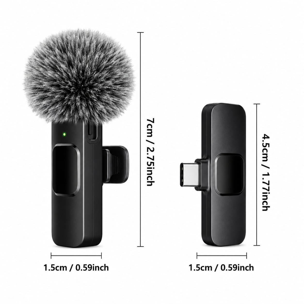 WFUK-001 (28) Dual Wireless Lavalier Microphone Kit – 2 Clip-On Mics with USB-C Receiver