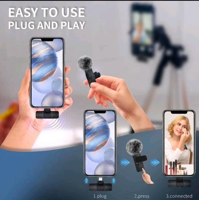 WFUK-001 (3) Dual Wireless Lavalier Microphone Kit – 2 Clip-On Mics with USB-C Receiver