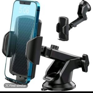 Quick-Release Car Phone Holder – Suction Dashboard & Windscreen Mount Black