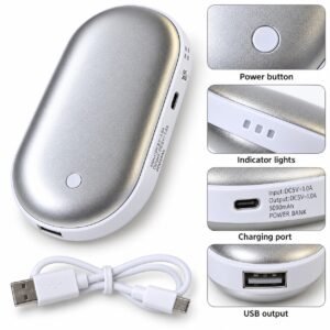 2-in-1 Rechargeable Hand Warmer & 5000mAh Power Bank – Portable Pocket Heater