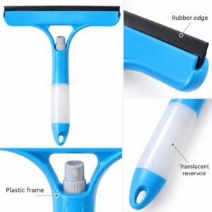 3-in-1 Spray Window Squeegee – Sponge, Spray Bottle & Rubber Wiper