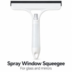3-in-1 Spray Window Squeegee – Sponge, Spray Bottle & Rubber Wiper