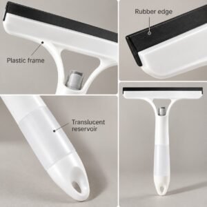 3-in-1 Spray Window Squeegee – Sponge, Spray Bottle & Rubber Wiper