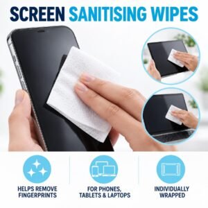 Smartphone & Screen Cleaning Wipes – 30 Individually Wrapped 70% IPA Wipes + Microfibre Cloth