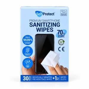 Smartphone & Screen Cleaning Wipes – 30 Individually Wrapped 70% IPA Wipes + Microfibre Cloth
