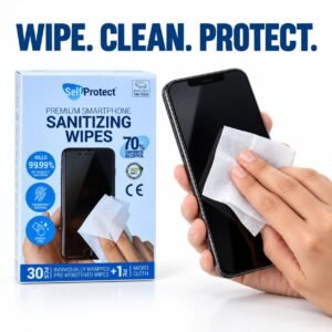 Smartphone & Screen Cleaning Wipes – 30 Individually Wrapped 70% IPA Wipes + Microfibre Cloth