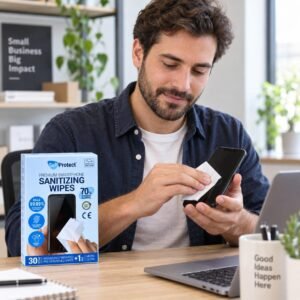 Smartphone & Screen Cleaning Wipes – 30 Individually Wrapped 70% IPA Wipes + Microfibre Cloth