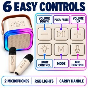 Wireless Karaoke Speaker Set with 2 Microphones – Rechargeable RGB Party Speaker