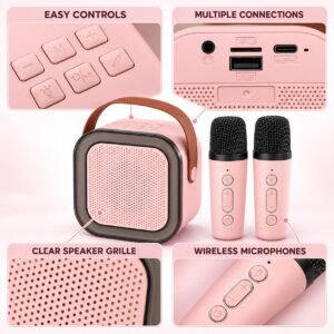 Wireless Karaoke Speaker Set with 2 Microphones – Rechargeable RGB Party Speaker