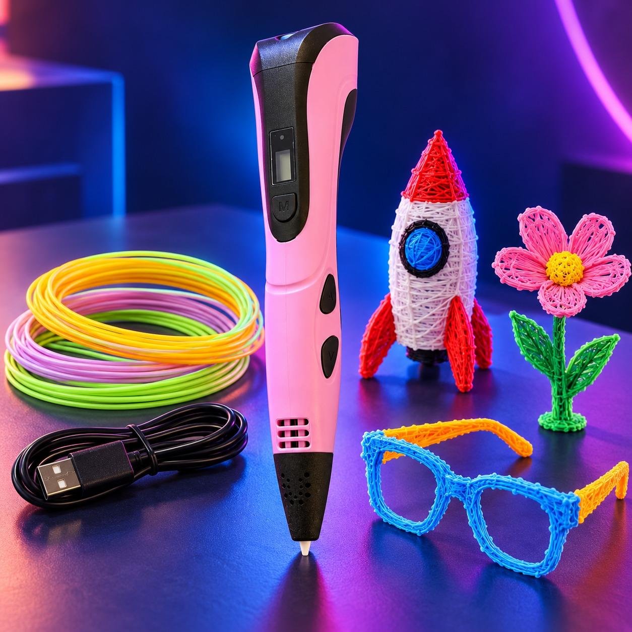 WFUK–1 (68) 3D Printing Pen with LCD Display – Adjustable PLA/ABS Creative Drawing Pen