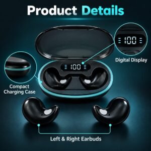 X55 Wireless Earbuds with Digital Charging Case – Compact Bluetooth 5.3 Earphones