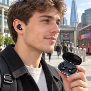 X55 Wireless Earbuds with Digital Charging Case – Compact Bluetooth 5.3 Earphones