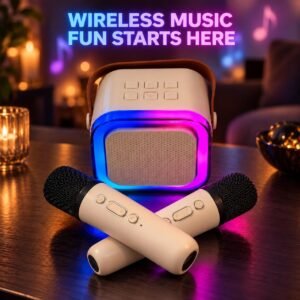Wireless Karaoke Speaker Set with 2 Microphones – Rechargeable RGB Party Speaker