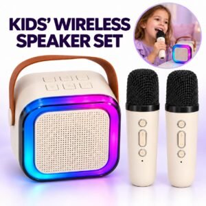 Wireless Karaoke Speaker Set with 2 Microphones – Rechargeable RGB Party Speaker