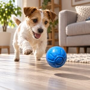 Interactive Rechargeable Bouncing Dog Ball – Automatic Moving Pet Toy Blue
