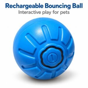 Interactive Rechargeable Bouncing Dog Ball – Automatic Moving Pet Toy Blue