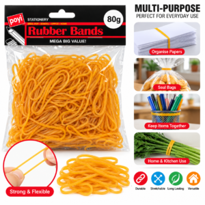 Natural Rubber Bands – 80g Bag for Office, Home & Packing