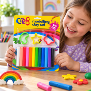 12 Colour Modelling Clay Set – Kids Creative Craft Pack with Shape Cutters