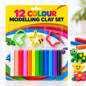 12 Colour Modelling Clay Set – Kids Creative Craft Pack with Shape Cutters