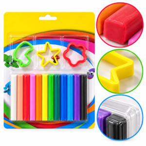 12 Colour Modelling Clay Set – Kids Creative Craft Pack with Shape Cutters